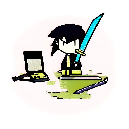 sword made of gameboys tattoo design idea