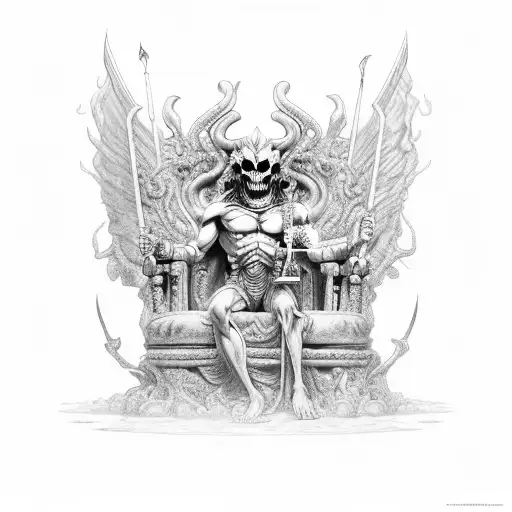 Hades sitting on his throne in the Underworld tattoo design idea