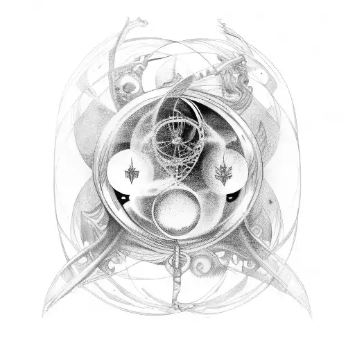 leo and virgo synbol with Arianna and Giorgia names wrapped around symbol tattoo design idea