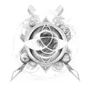 leo and virgo synbol with Arianna and Giorgia names wrapped around symbol tattoo design idea