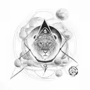 leo and virgo synbol with Arianna and Giorgia names wrapped around symbol tattoo design idea