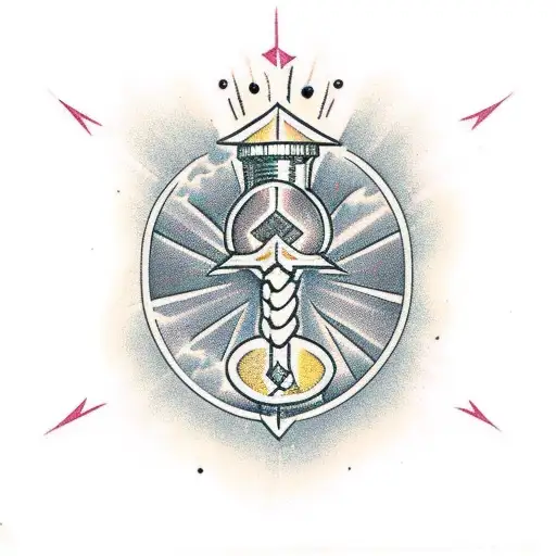 Thor hammer with orchid tattoo design idea