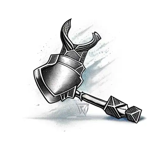 Thor hammer with orchid flower tattoo design idea