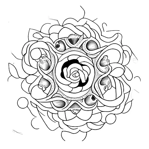 circle of Violet and iris tattoo design idea