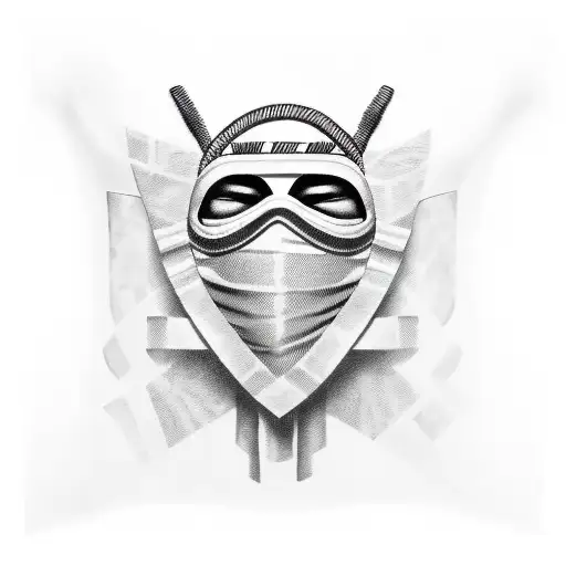 Masked Criminal with caution tape woven around him tattoo design idea