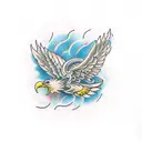  broken chain , embedded into skin ,  pulled by eagle talons.  tattoo design idea