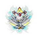 Basically broken chains wrapped around arm , embedded into skin being pulled by eagle talons.  tattoo design idea