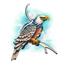 Basically broken chains wrapped around arm , embedded into skin being pulled by eagle talons.  tattoo design idea