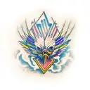  broken chains wrapped around arm , embedded into skin being pulled by eagle talons. Then weaved together in on tattoo design idea