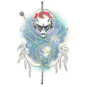  broken chains wrapped around arm , embedded into skin being pulled by eagle talons. Then weaved together in on tattoo design idea