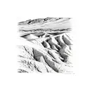 death valley desert with sand dunes and mountains in the background. no trees. tattoo design idea