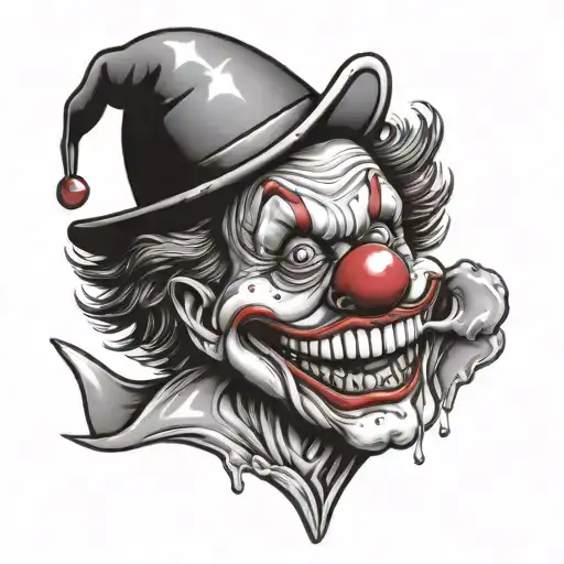clown licking eyeball in ice cream cone tattoo design idea