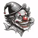 clown licking eyeball in ice cream cone tattoo design idea