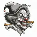 clown licking eyeball in ice cream cone tattoo design idea