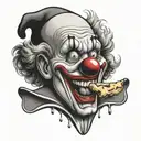 clown licking eyeball in ice cream cone tattoo design idea