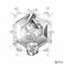 metling ice cube with diamond inside tattoo design idea