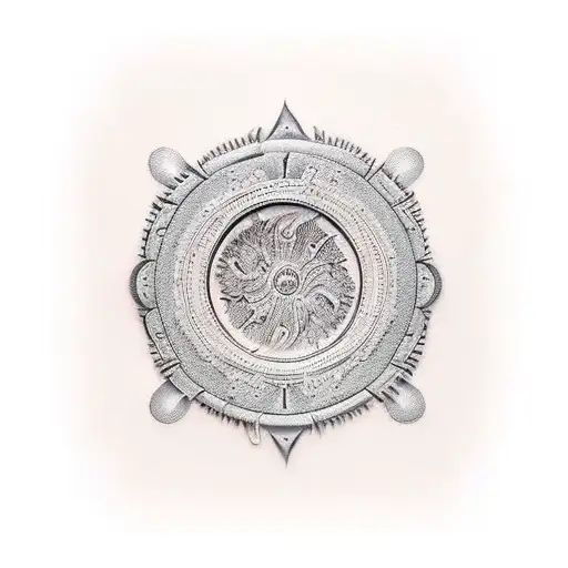 tooled leather with western space theme tattoo design idea