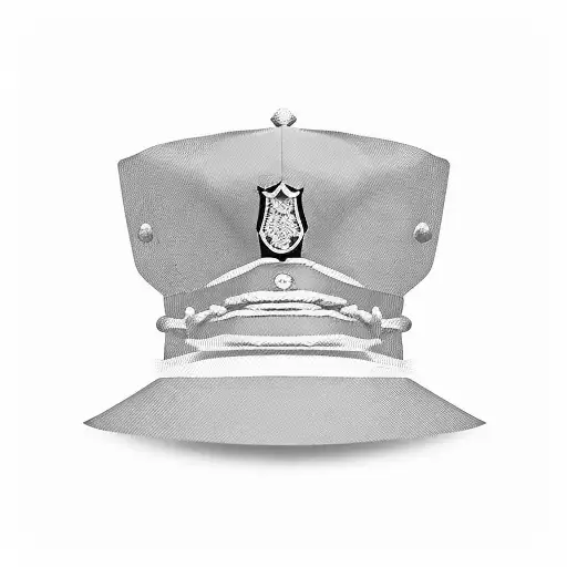 A blackwork silhouette of Jax in a police officer's hat tattoo design idea