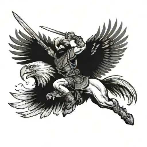 sikh warrior with eagle flying tattoo design idea