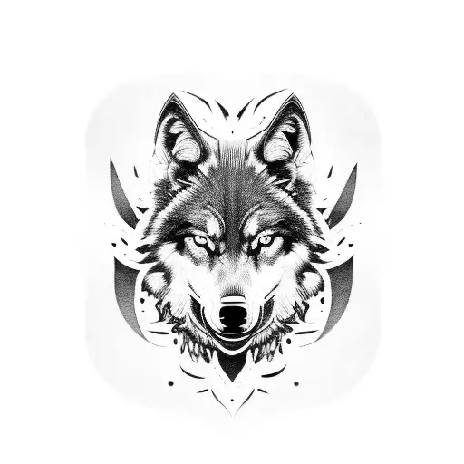 norse black wolf tattoo design idea