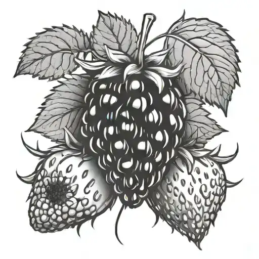 blackberry and strawberry tattoo design idea