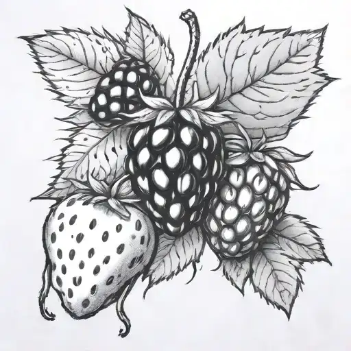 blackberry and strawberry tattoo design idea