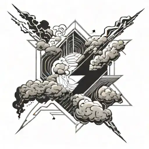 storm lightning sun cloud rain tattoo design idea