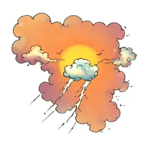storm lightning sun cloud rain tattoo design idea