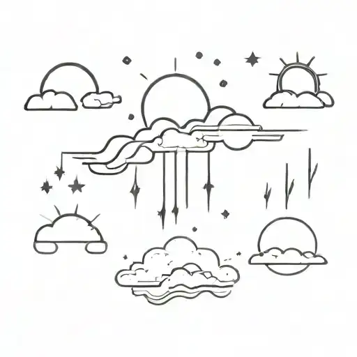 storm lightning sun cloud rain tattoo design idea