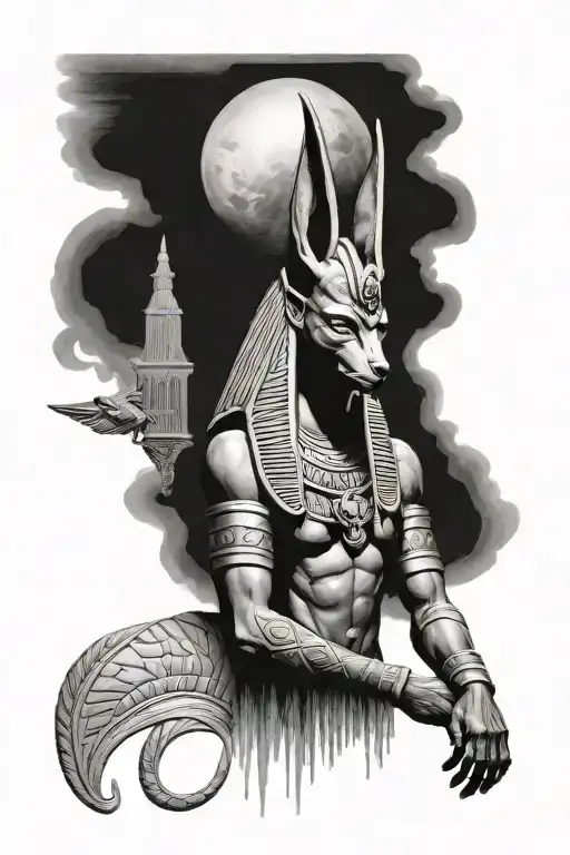 anubis egiptian god tattoo design idea