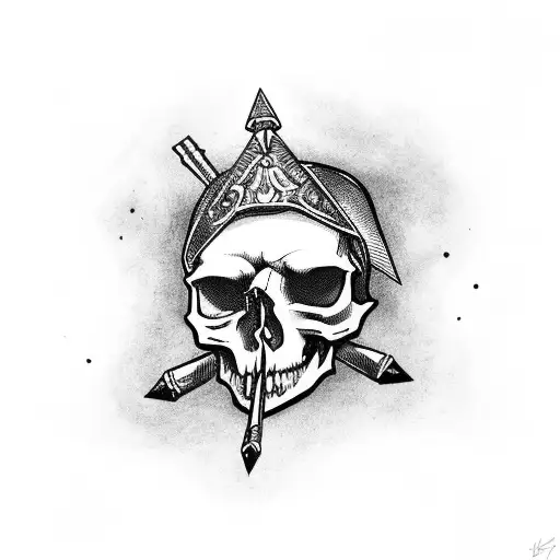 Skull with jojo's bizzare adventure stand arrow tattoo design idea