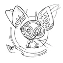 generate a sketch for a minimalistic tattoo, where two mice, one with a halo, the other like a devil, but to make it cut tattoo design idea