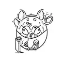 generate a sketch for a minimalistic tattoo, where two mice, one with a halo, the other like a devil, but to make it cut tattoo design idea