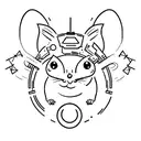 generate a sketch for a minimalistic tattoo, where two mice, one with a halo, the other like a devil, but to make it cut tattoo design idea