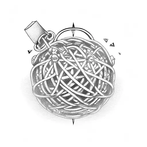 studded ball and chain tattoo design idea