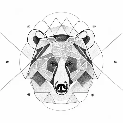 black bear with the california state outline behind it with geometric designs tattoo design idea