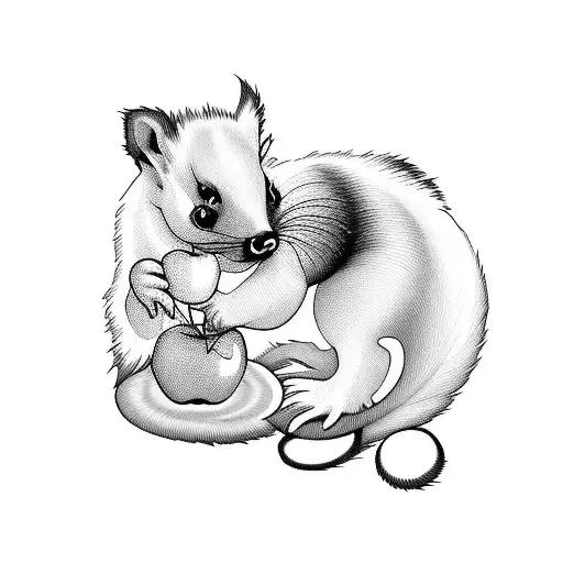 skunk beside apple trees tattoo design idea