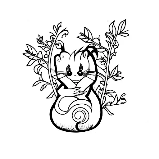 skunk beside apple trees tattoo design idea