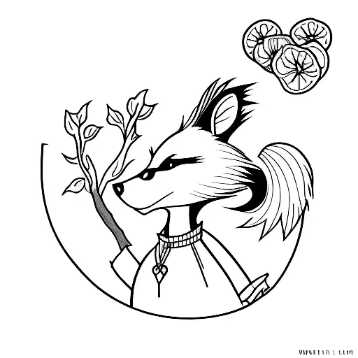 skunk in front of apple trees tattoo design idea