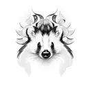 skunk beside apple trees tattoo design idea