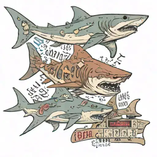 Shark shipwreck with 3 license plates with the names Liam, Evan, and Colt tattoo design idea