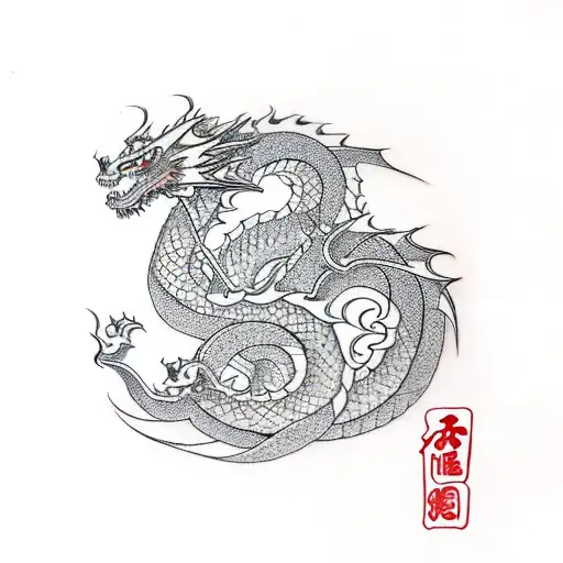 Dragons spiraling around each other tattoo design idea