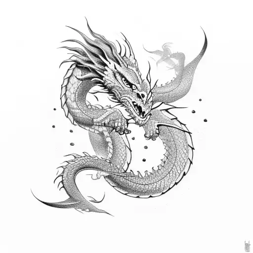 Dragons spiraling around each other tattoo design idea