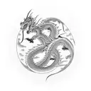 Dragons spiraling around each other tattoo design idea