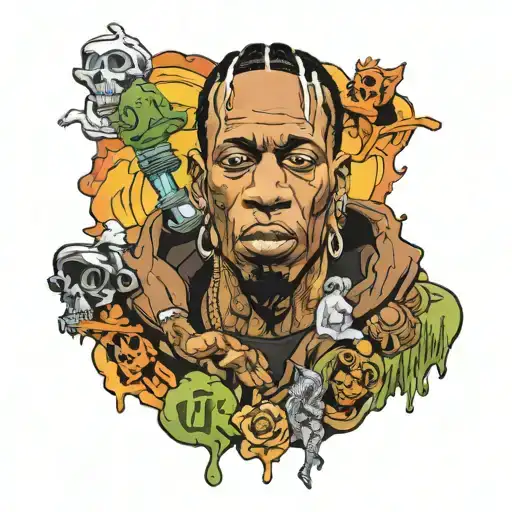 Travis Scott action figure walking into astroworld tattoo design idea