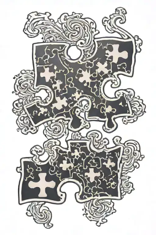 my brothers keeper tattoo black autism puzzle  tattoo design idea