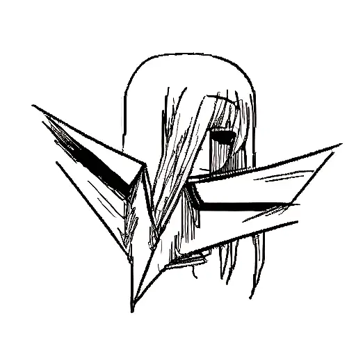 anime girl, gore, dark, lines  tattoo design idea