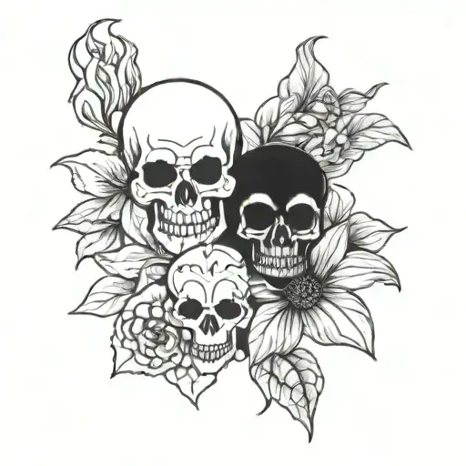 flowers evil see no evil tattoo design idea