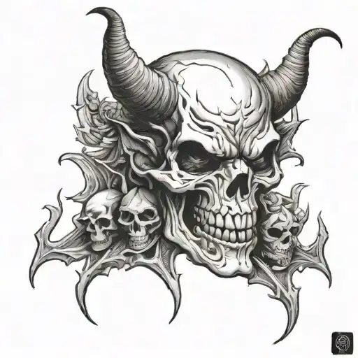 devil and skull tattoo design idea