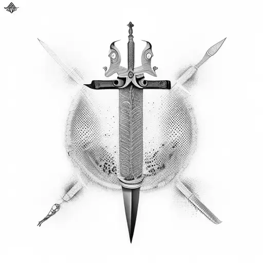A surgeon's scalpel morphing into a sword with intricate designs tattoo design idea